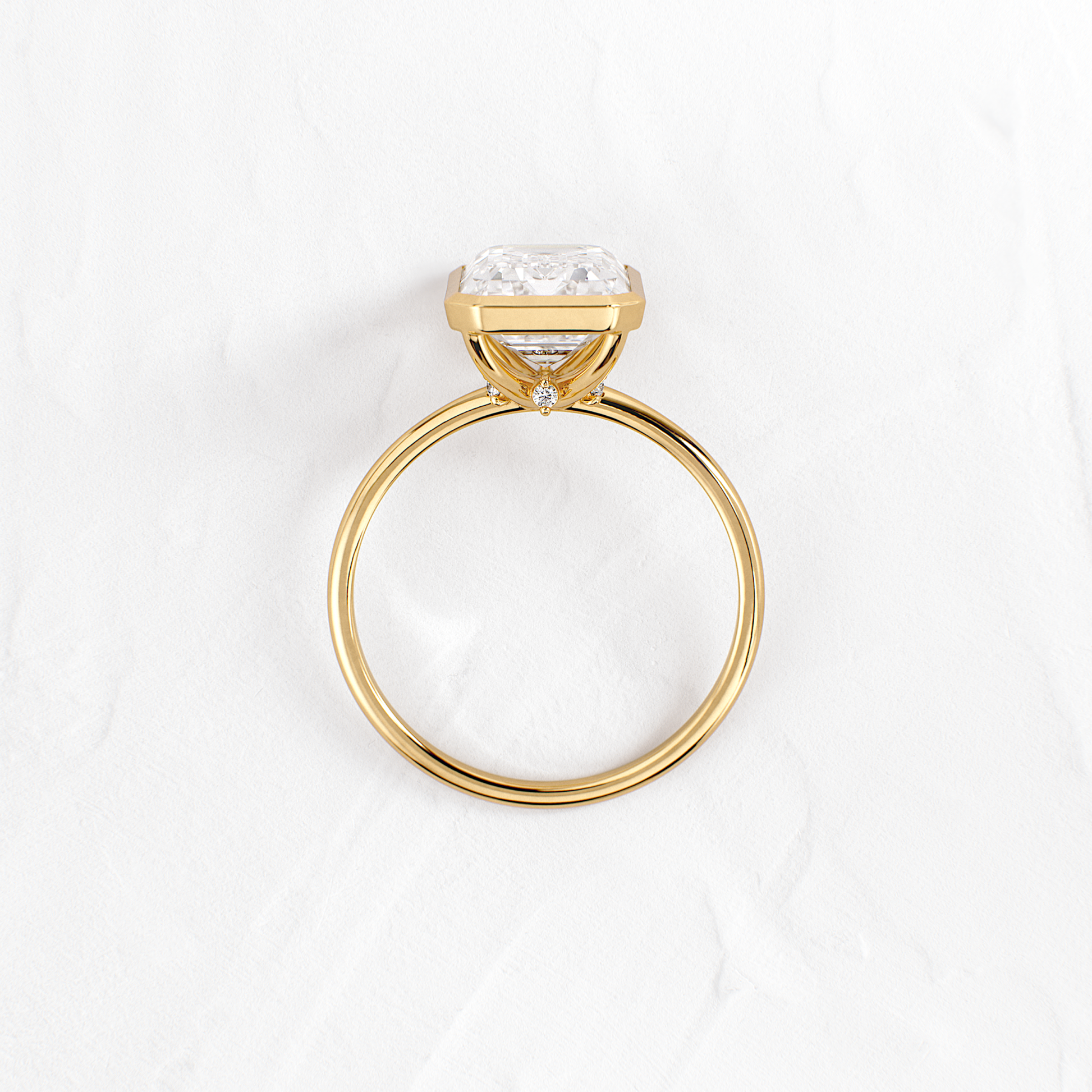 Solitaire Bezel with Hidden Stone-Emerald Lab Grown Diamond Engagement Ring