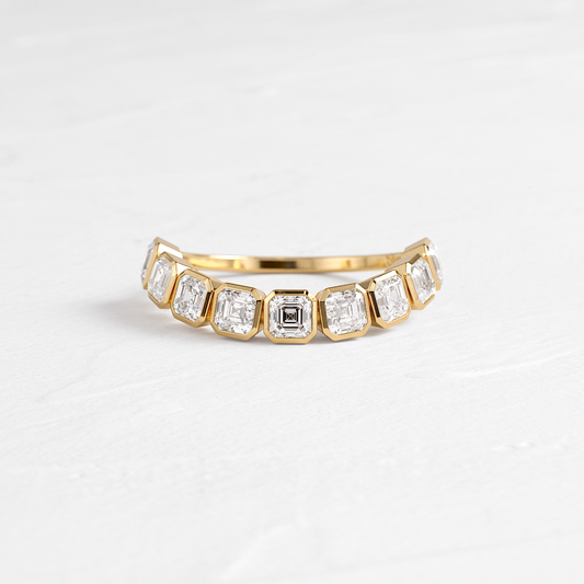 Half Eternity Bezel- 1.26 CT Asscher Lab Grown Diamond Wedding Band