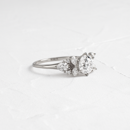 Cluster Style with Six Prong-Round Lab Grown Diamond Engagement Ring