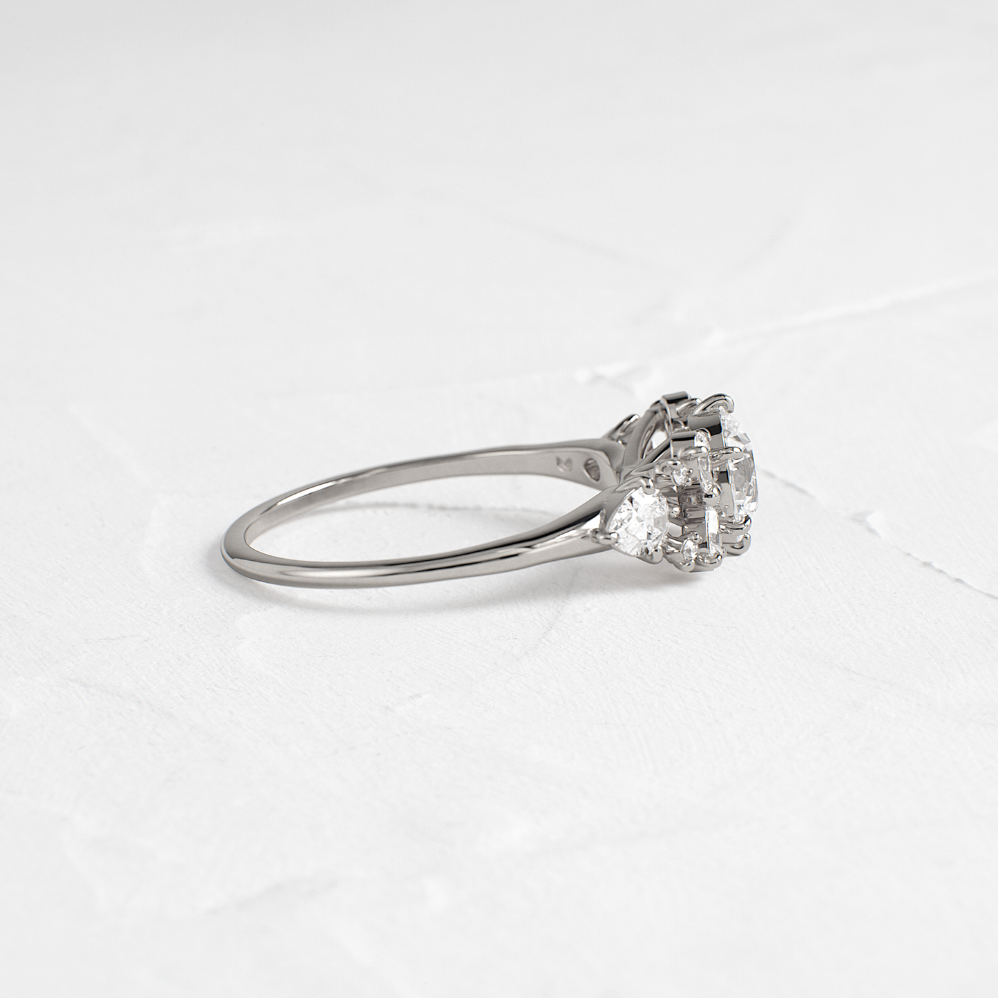 Cluster Style with Six Prong-Round Lab Grown Diamond Engagement Ring