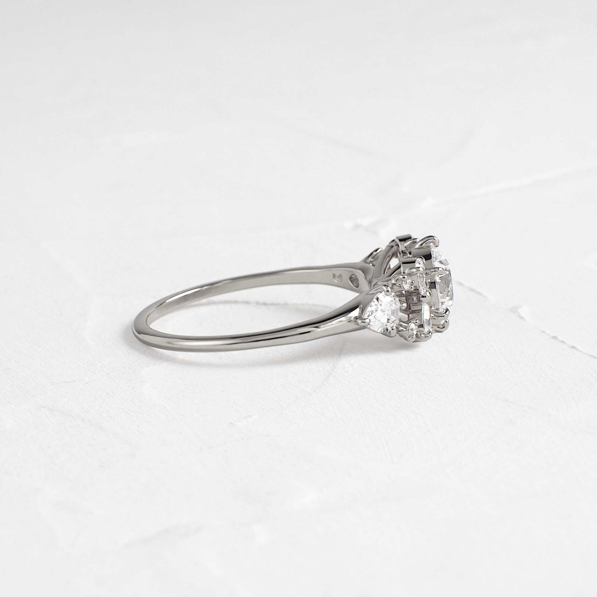 Cluster Style with Six Prong-Round Lab Grown Diamond Engagement Ring