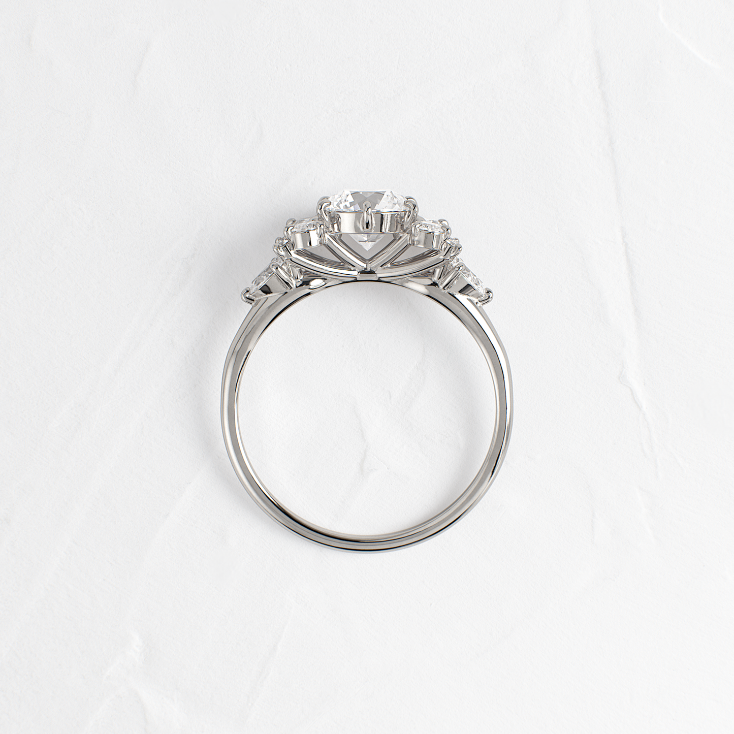 Cluster Style with Six Prong-Round Lab Grown Diamond Engagement Ring