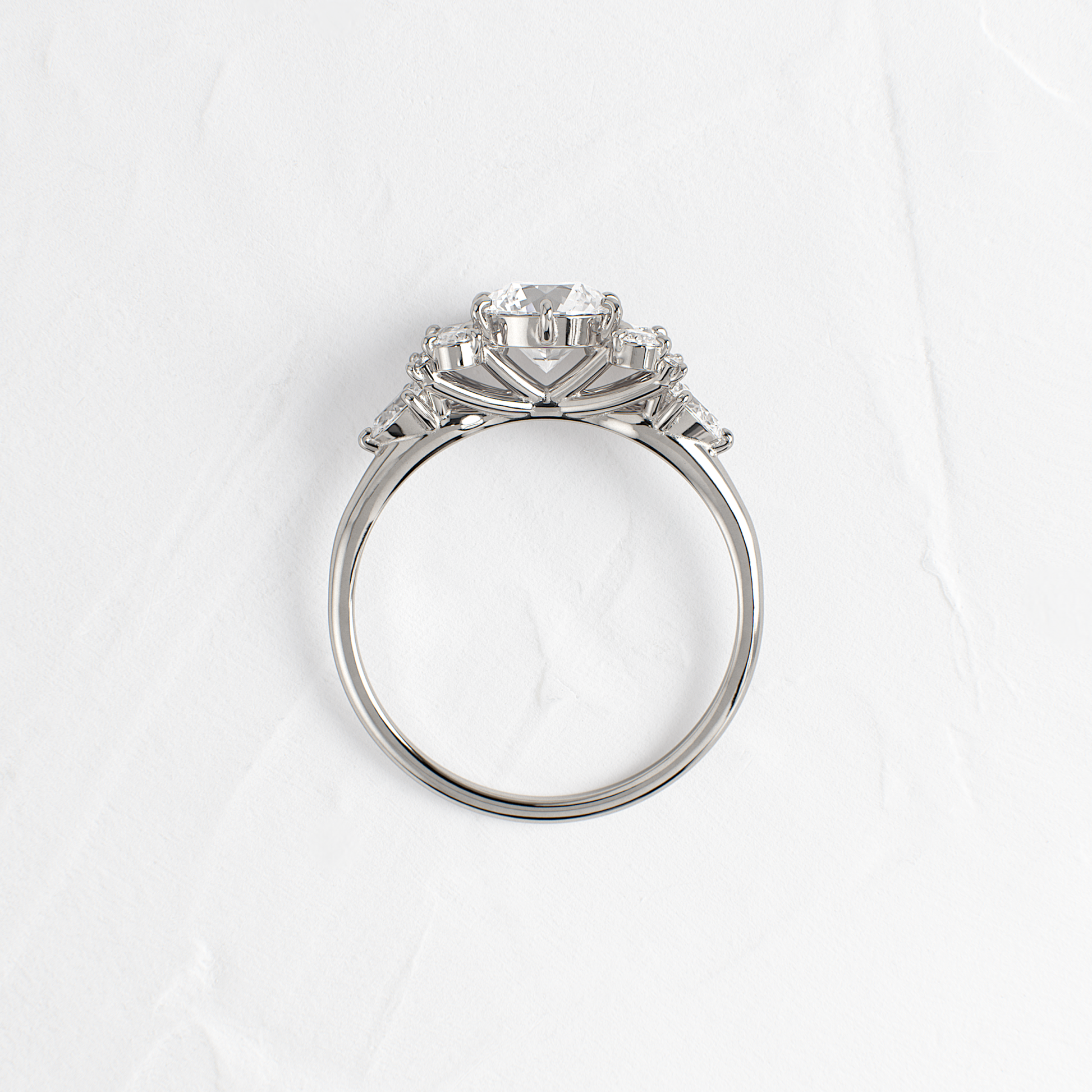Cluster Style with Six Prong-Round Lab Grown Diamond Engagement Ring
