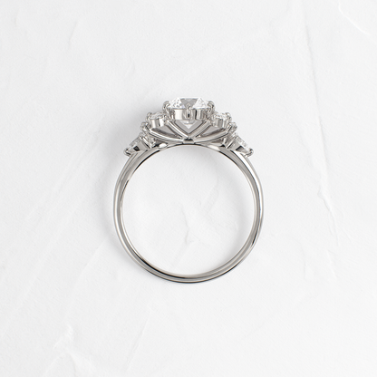 Cluster Style with Six Prong-Round Lab Grown Diamond Engagement Ring