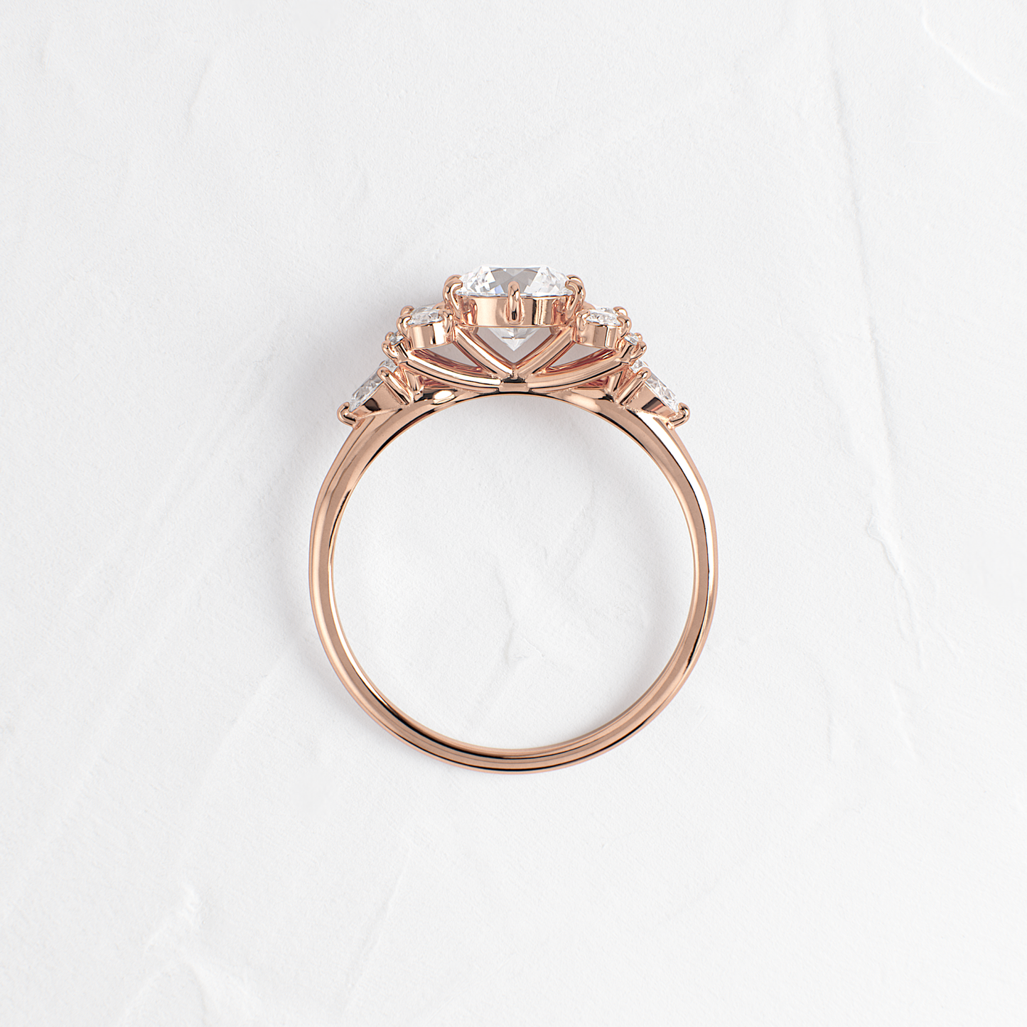 Cluster Style with Six Prong-Round Lab Grown Diamond Engagement Ring