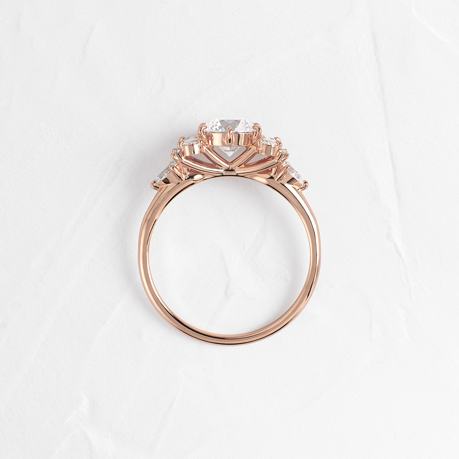 Cluster Style with Six Prong-Round Lab Grown Diamond Engagement Ring