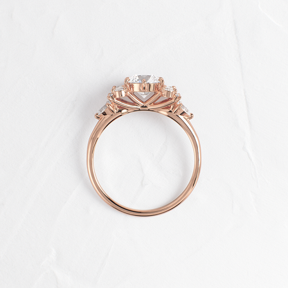 Cluster Style with Six Prong-Round Lab Grown Diamond Engagement Ring