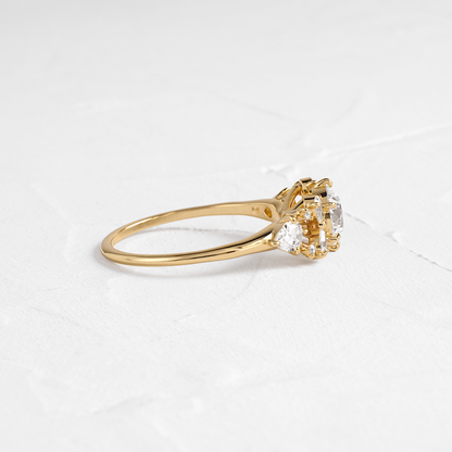 Cluster Style with Six Prong-Round Lab Grown Diamond Engagement Ring