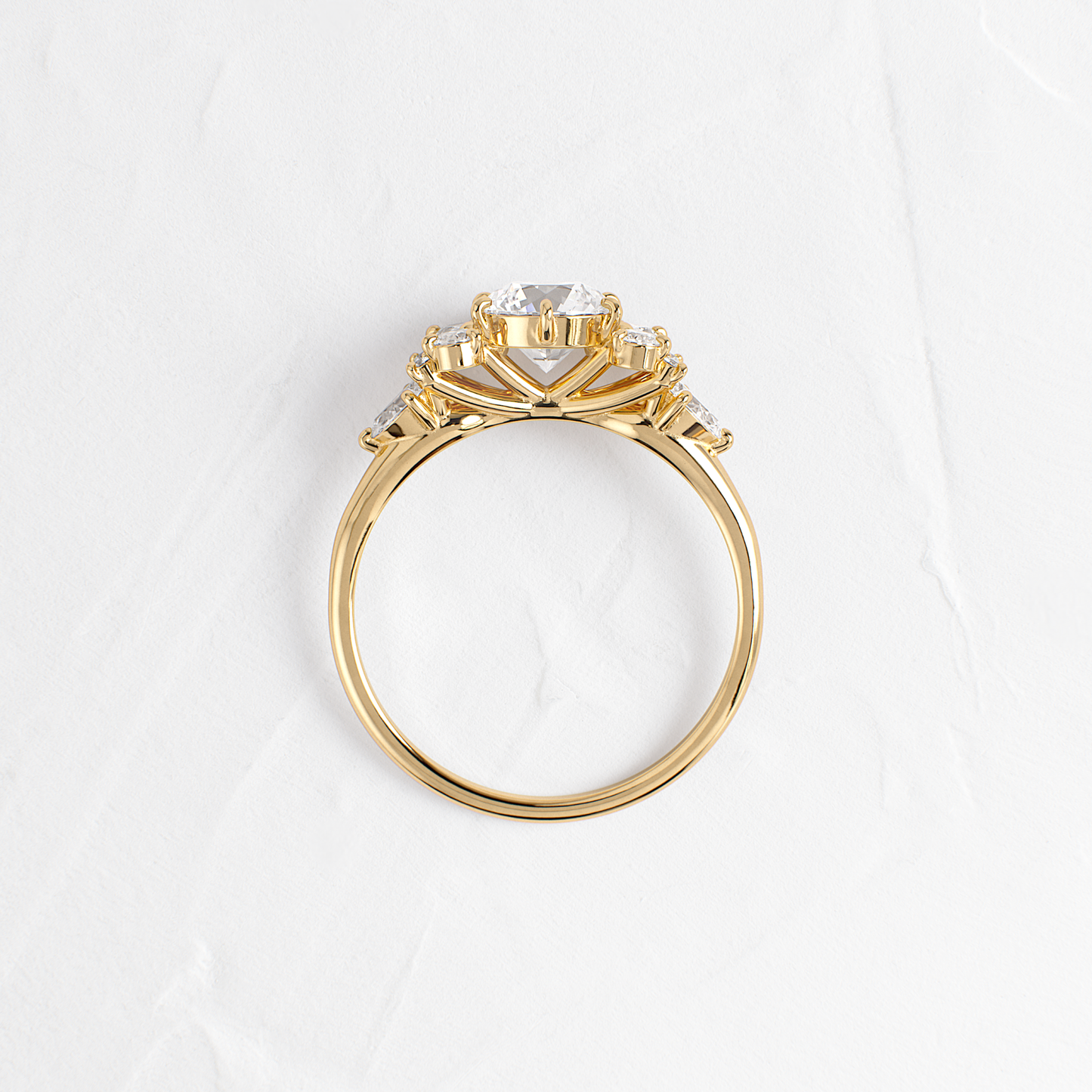 Cluster Style with Six Prong-Round Lab Grown Diamond Engagement Ring