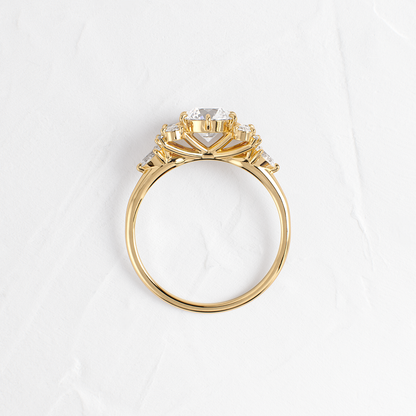Cluster Style with Six Prong-Round Lab Grown Diamond Engagement Ring