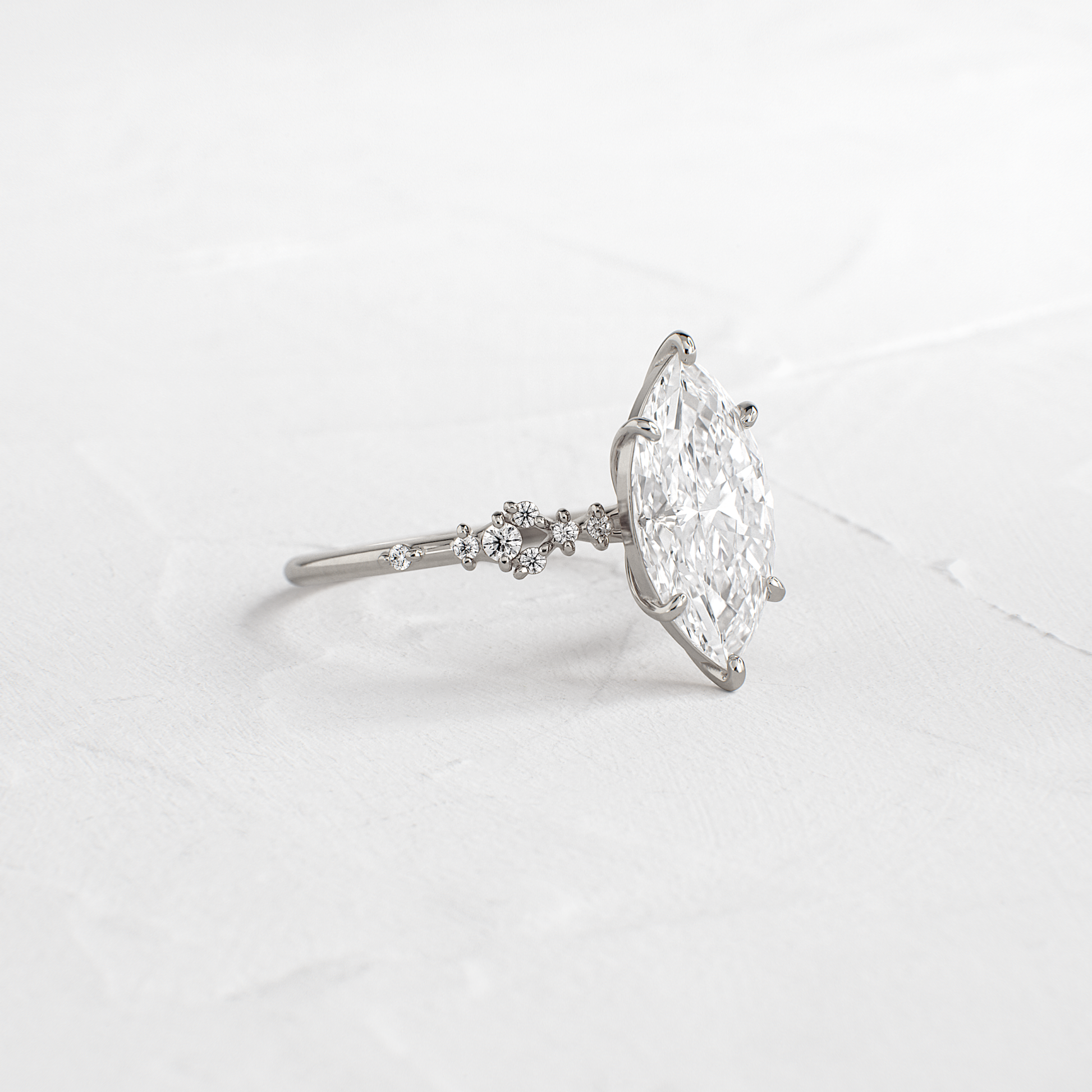 Cluster Style-Marquise Lab Grown Diamond Engagement Ring