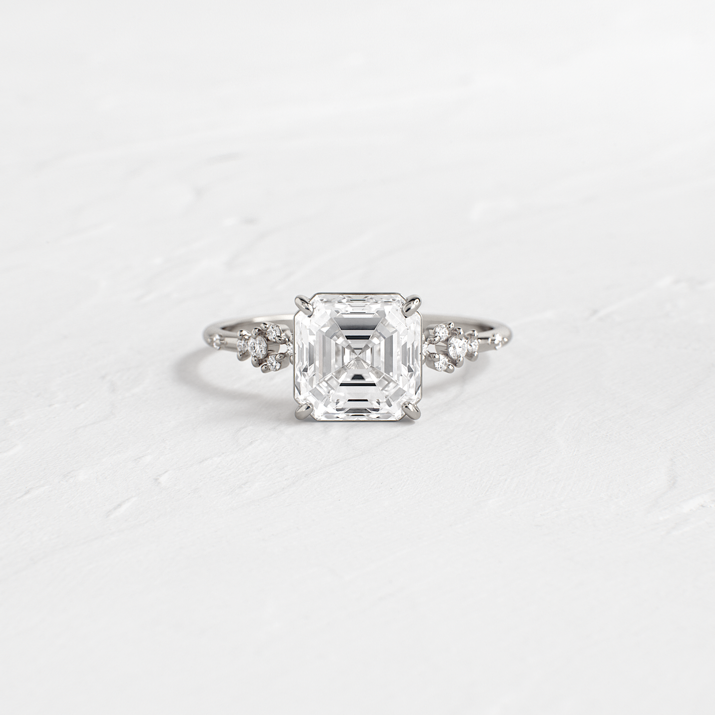 Cluster Style-Asscher Lab Grown Diamond Engagement Ring