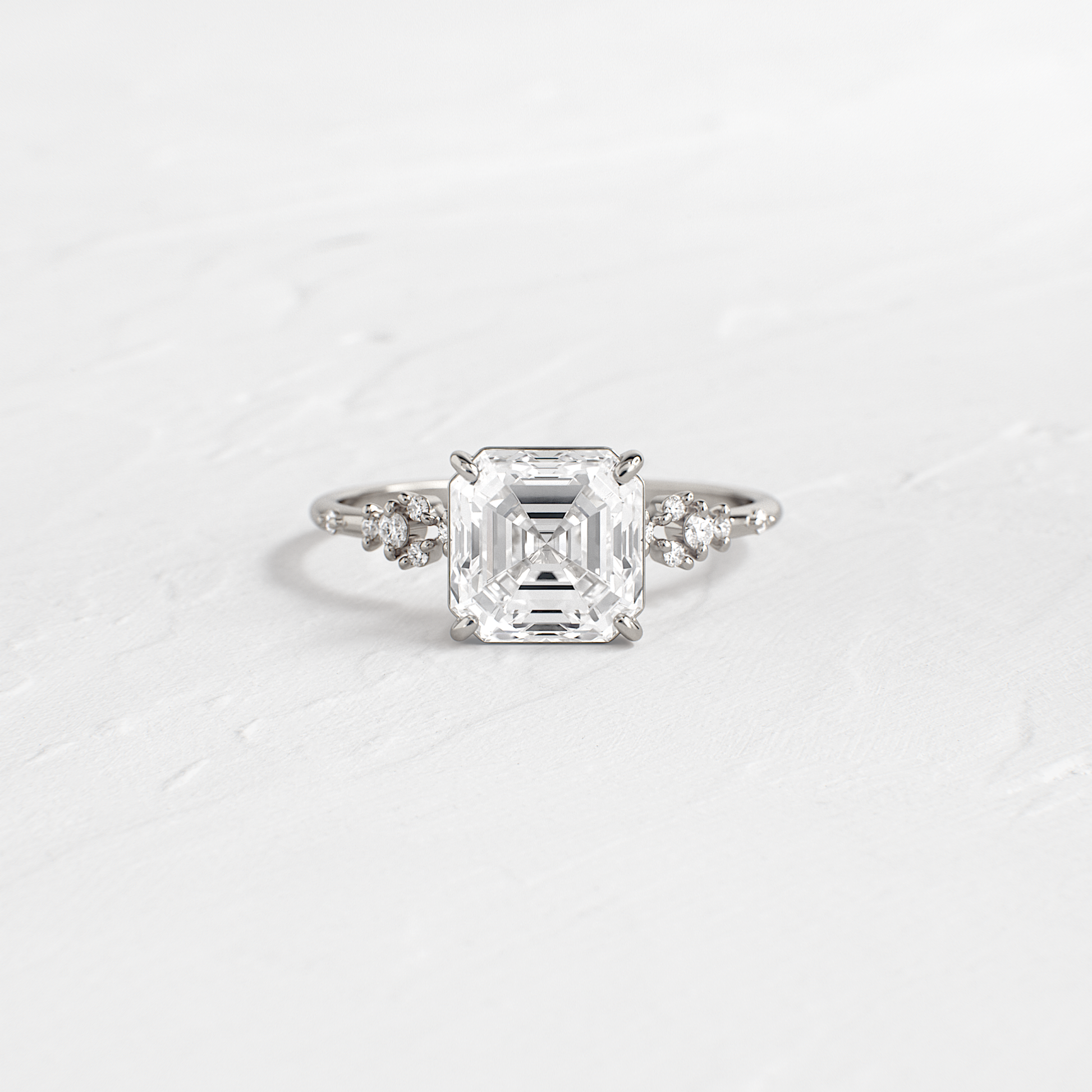 Cluster Style-Asscher Lab Grown Diamond Engagement Ring