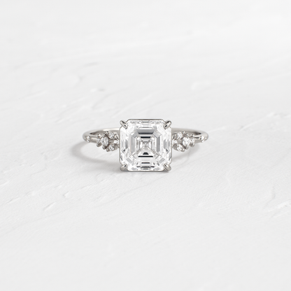 Cluster Style-Asscher Lab Grown Diamond Engagement Ring