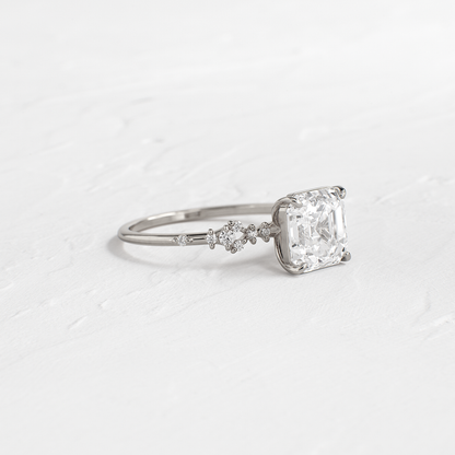 Cluster Style-Asscher Lab Grown Diamond Engagement Ring
