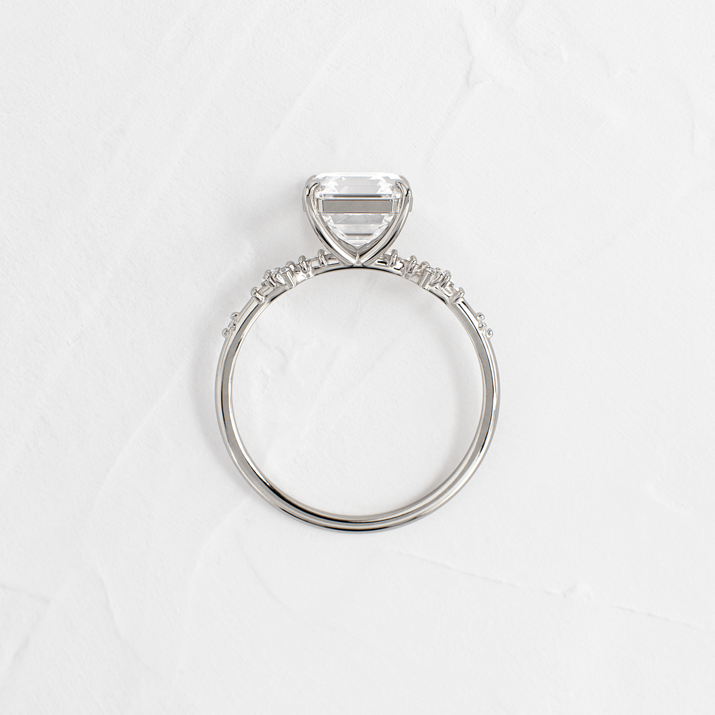 Cluster Style-Asscher Lab Grown Diamond Engagement Ring