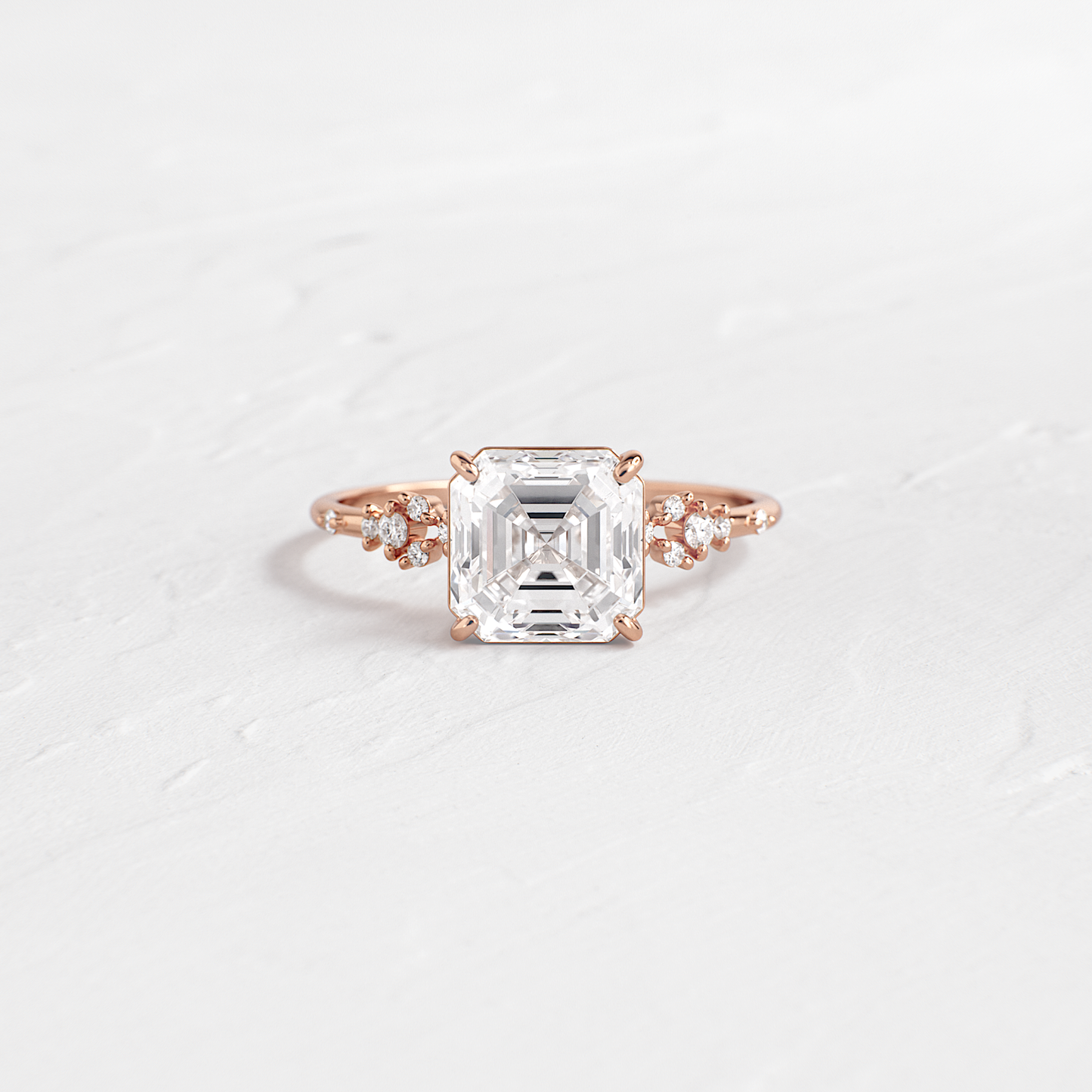 Cluster Style-Asscher Lab Grown Diamond Engagement Ring