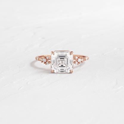 Cluster Style-Asscher Lab Grown Diamond Engagement Ring