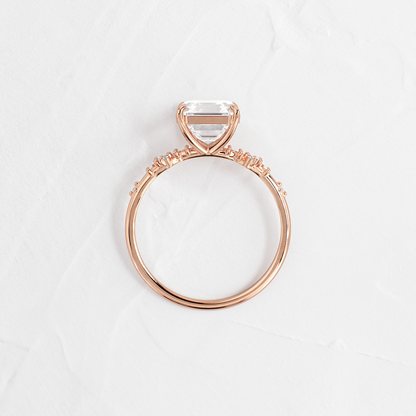 Cluster Style-Asscher Lab Grown Diamond Engagement Ring