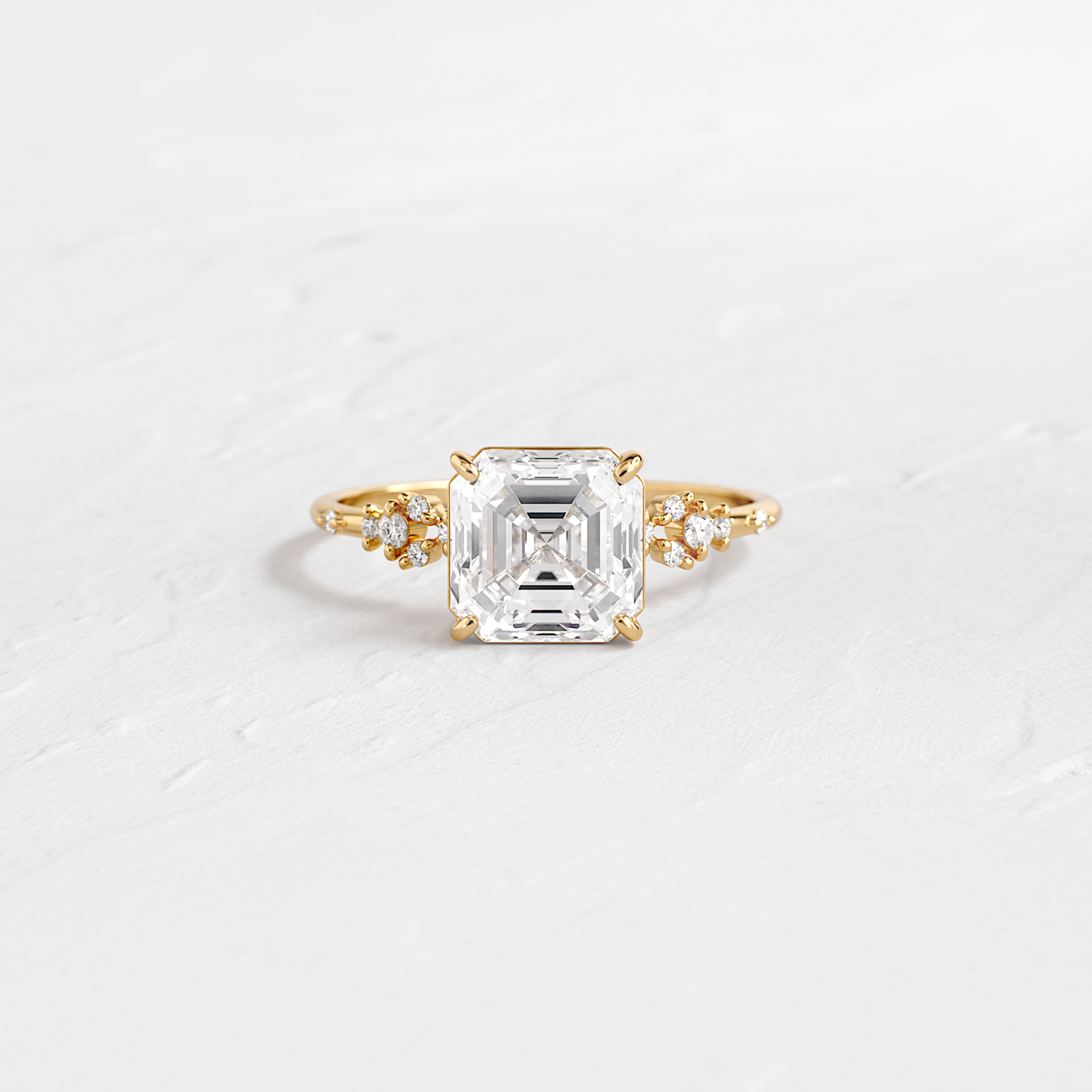 Cluster Style-Asscher Lab Grown Diamond Engagement Ring