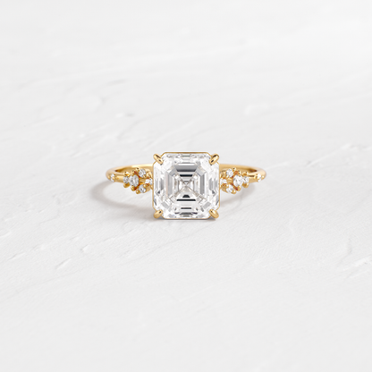 Cluster Style-Asscher Lab Grown Diamond Engagement Ring