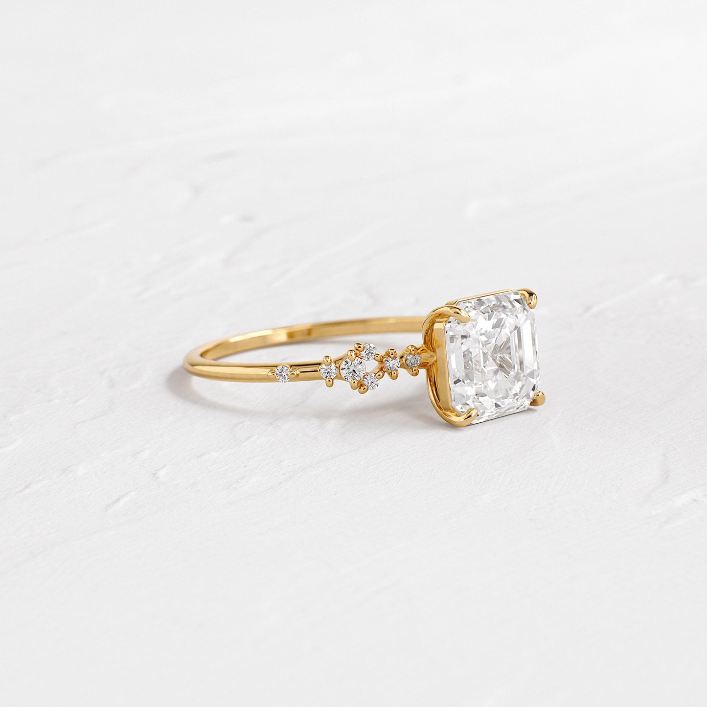 Cluster Style-Asscher Lab Grown Diamond Engagement Ring