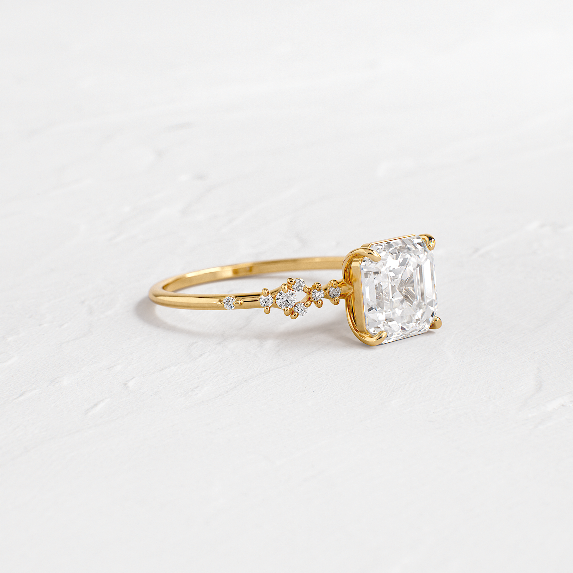 Cluster Style-Asscher Lab Grown Diamond Engagement Ring