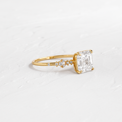 Cluster Style-Asscher Lab Grown Diamond Engagement Ring