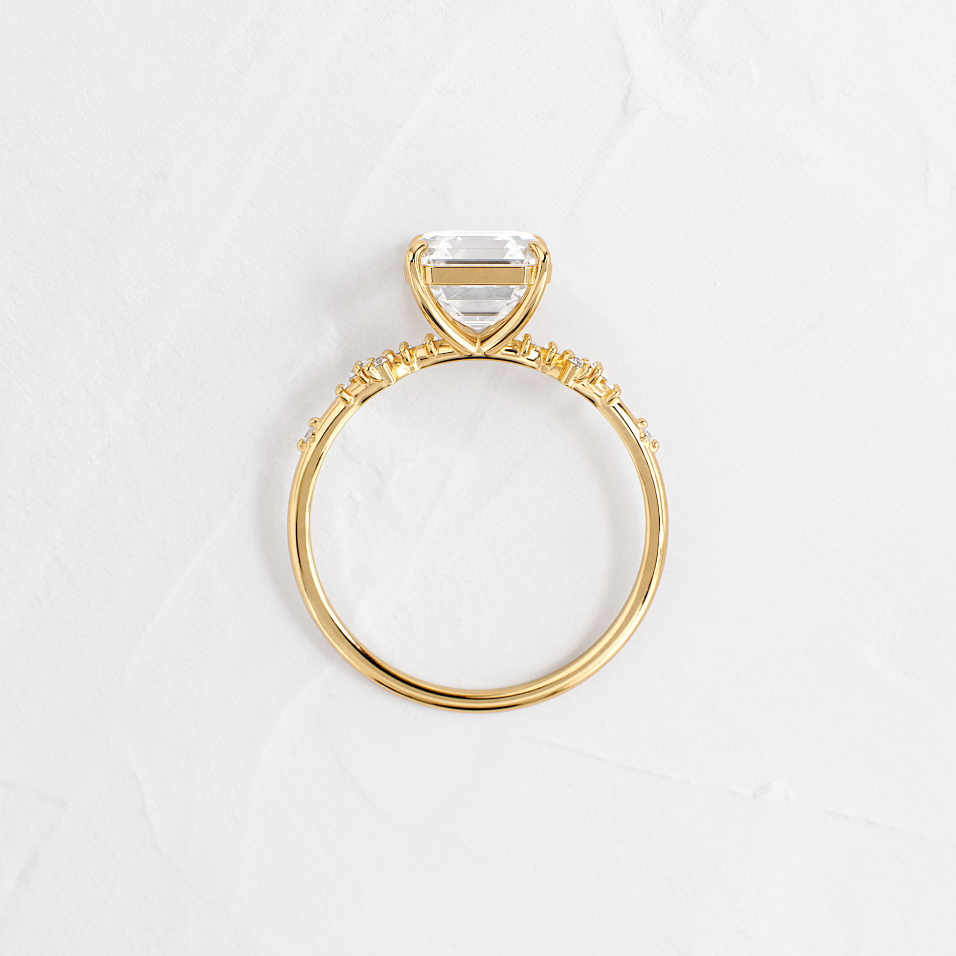 Cluster Style-Asscher Lab Grown Diamond Engagement Ring