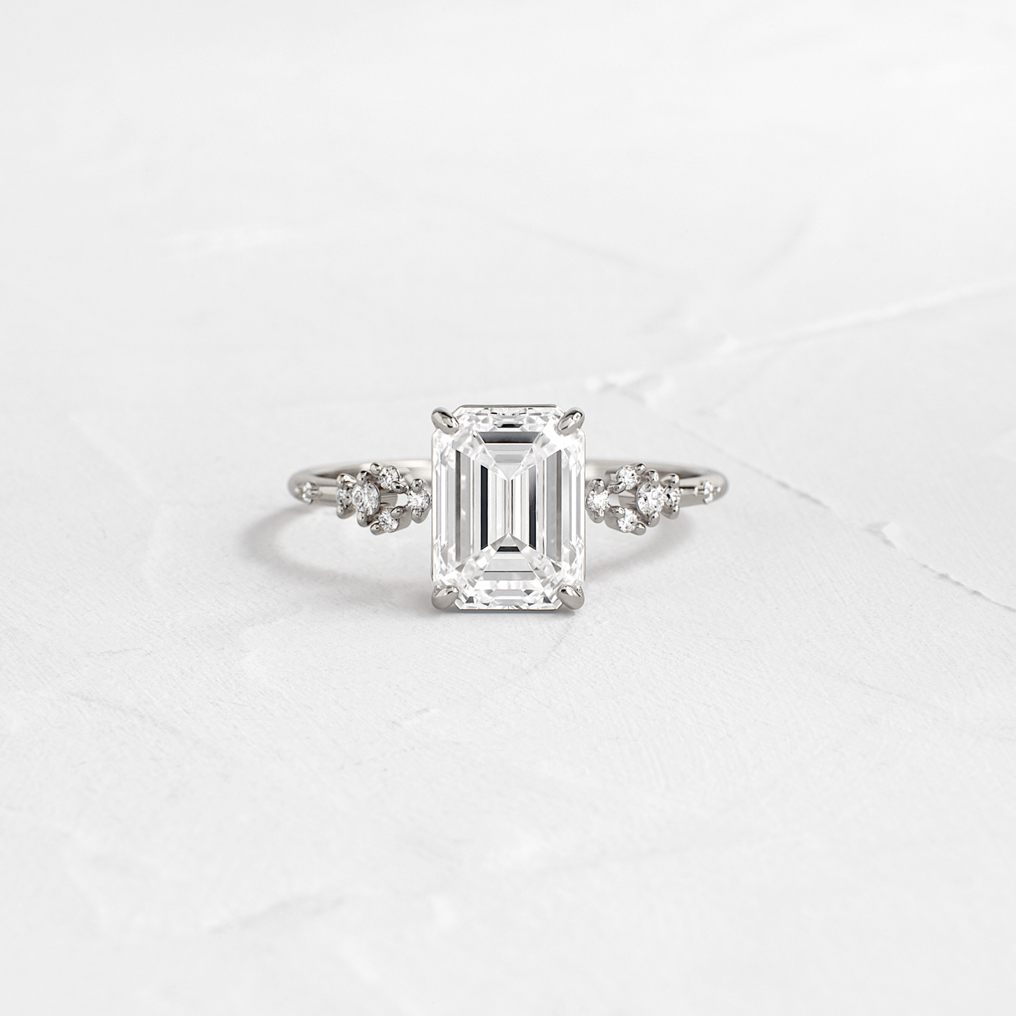 Cluster Style-Emerald Lab Grown Diamond Engagement Ring