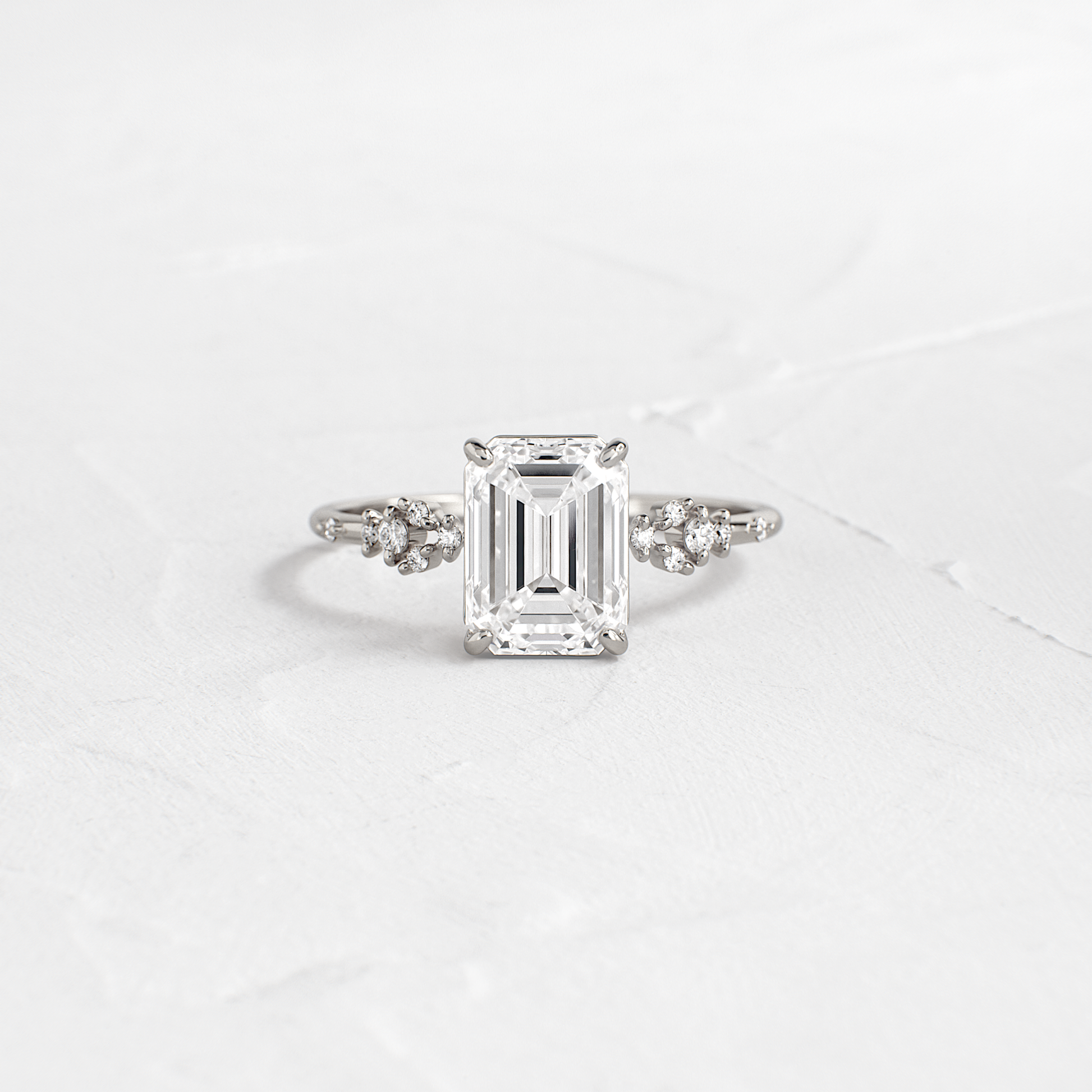 Cluster Style-Emerald Lab Grown Diamond Engagement Ring