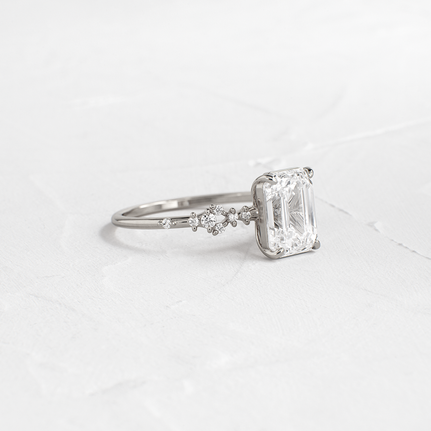 Cluster Style-Emerald Lab Grown Diamond Engagement Ring
