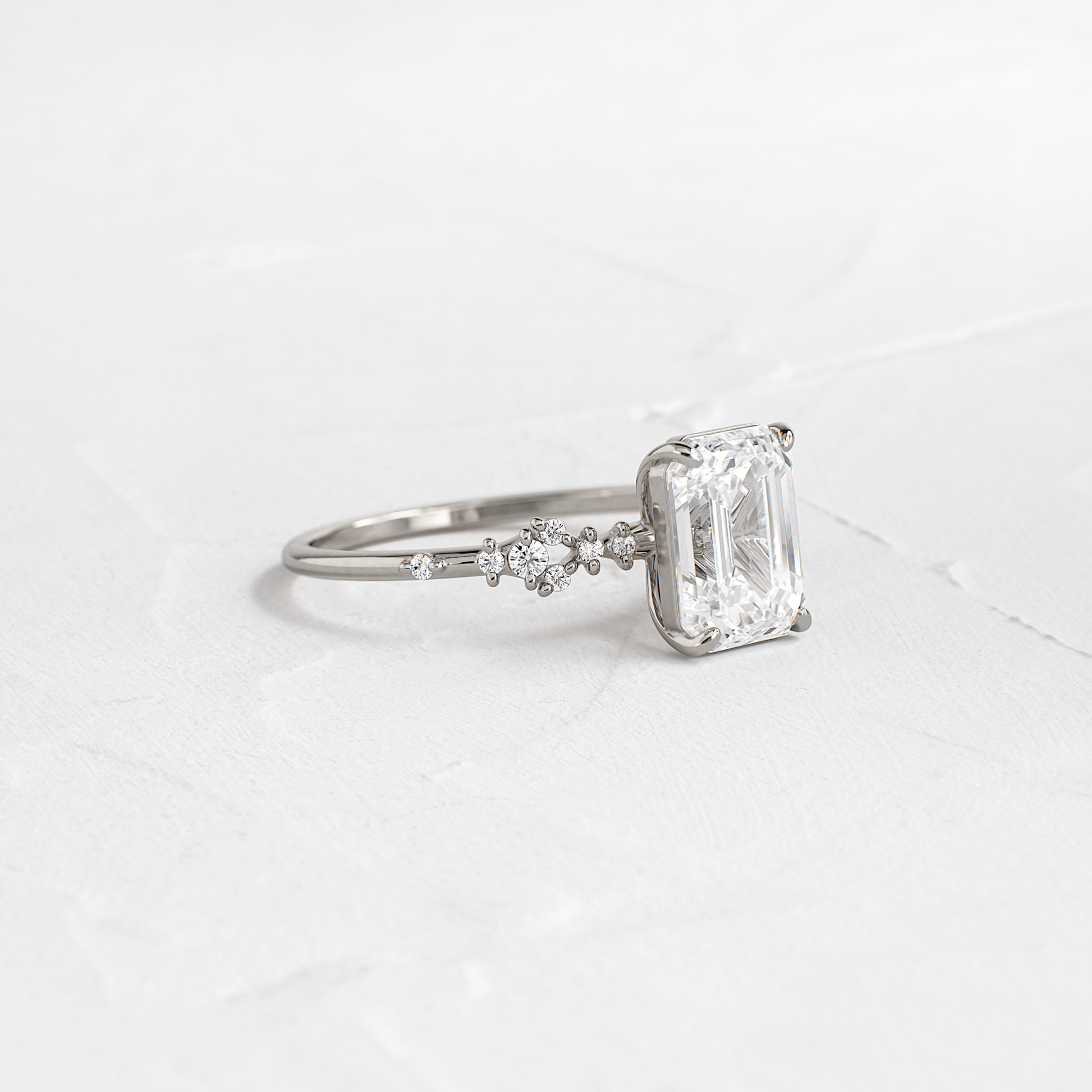 Cluster Style-Emerald Lab Grown Diamond Engagement Ring