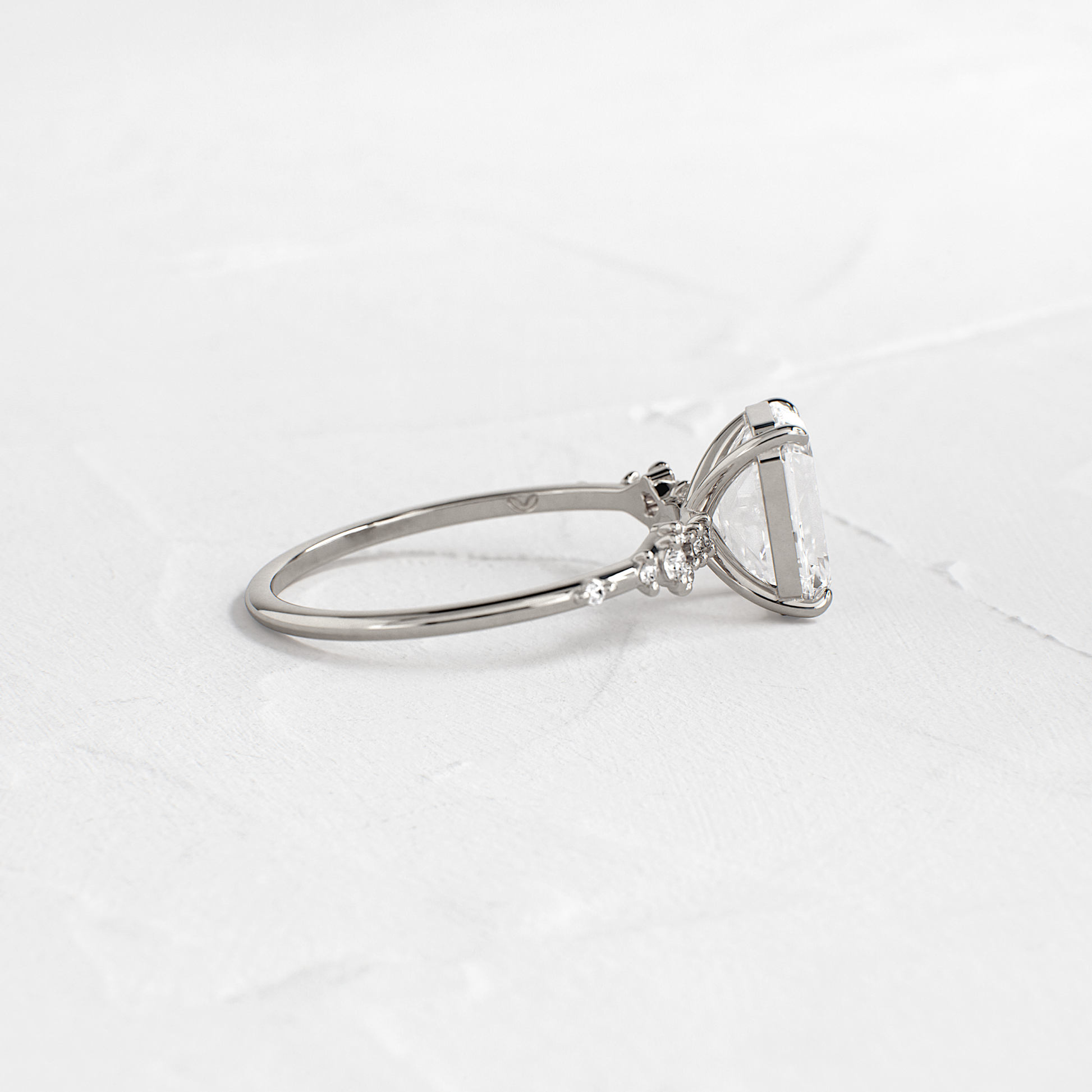 Cluster Style-Emerald Lab Grown Diamond Engagement Ring