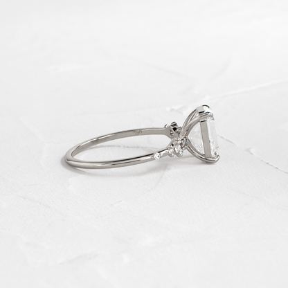 Cluster Style-Emerald Lab Grown Diamond Engagement Ring