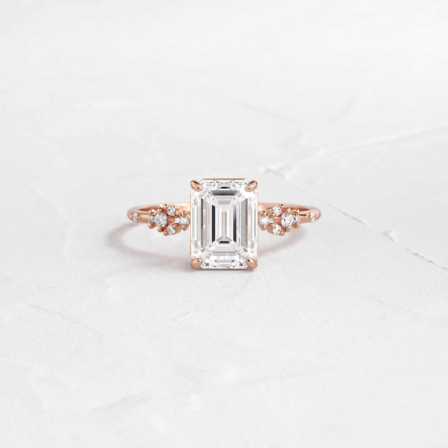 Cluster Style-Emerald Lab Grown Diamond Engagement Ring