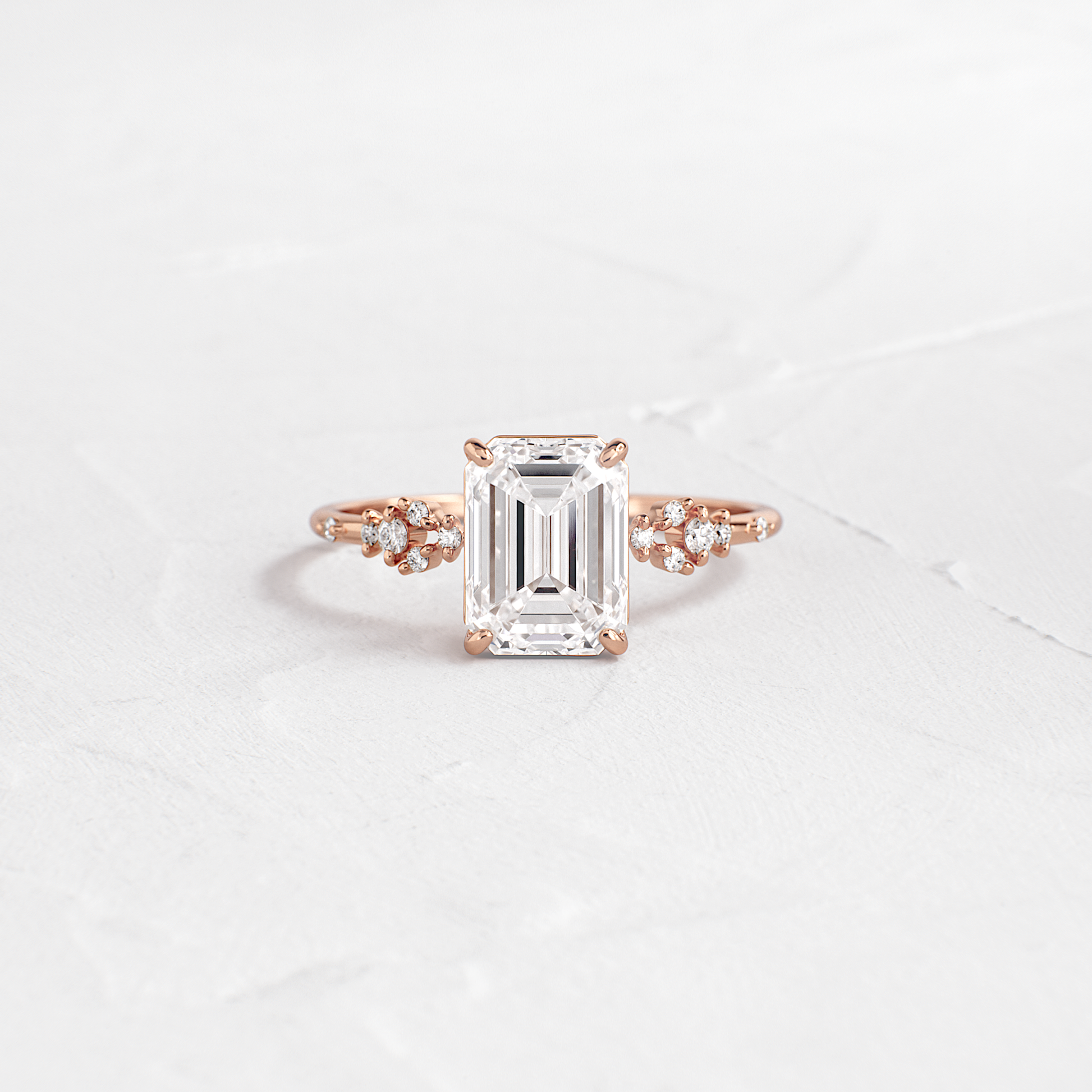 Cluster Style-Emerald Lab Grown Diamond Engagement Ring