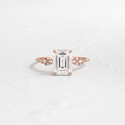 Cluster Style-Emerald Lab Grown Diamond Engagement Ring