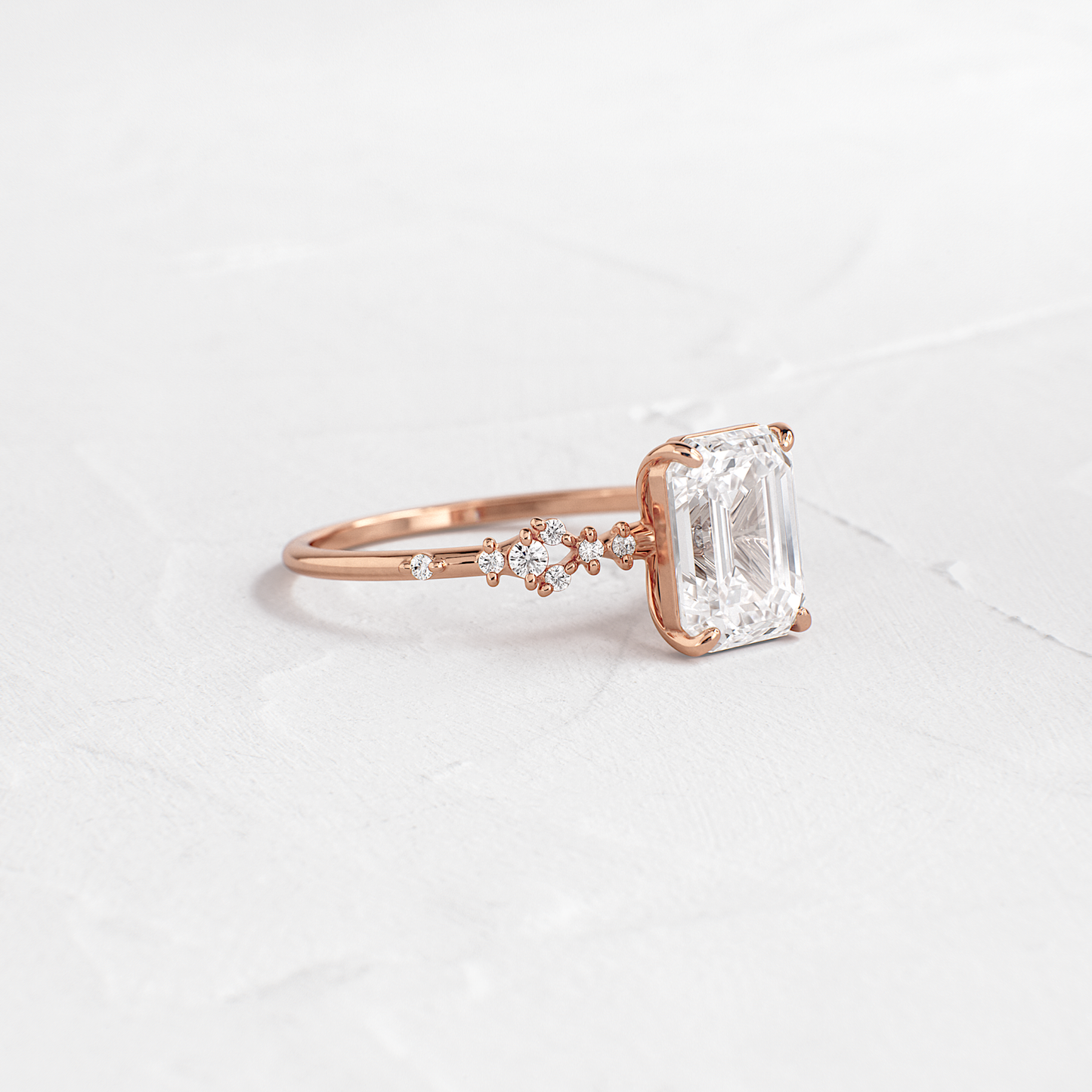 Cluster Style-Emerald Lab Grown Diamond Engagement Ring