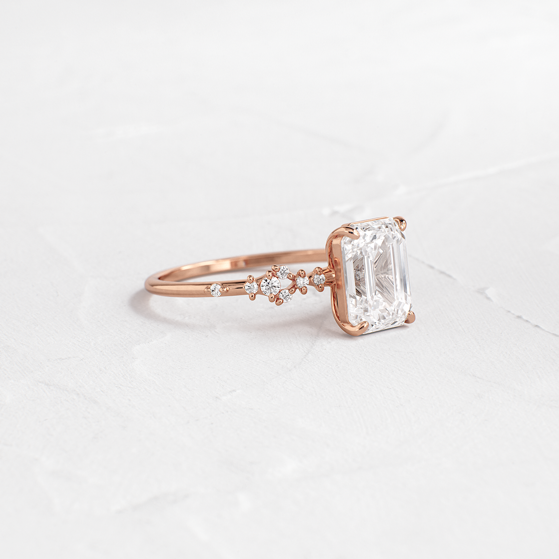 Cluster Style-Emerald Lab Grown Diamond Engagement Ring