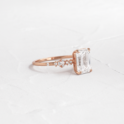 Cluster Style-Emerald Lab Grown Diamond Engagement Ring