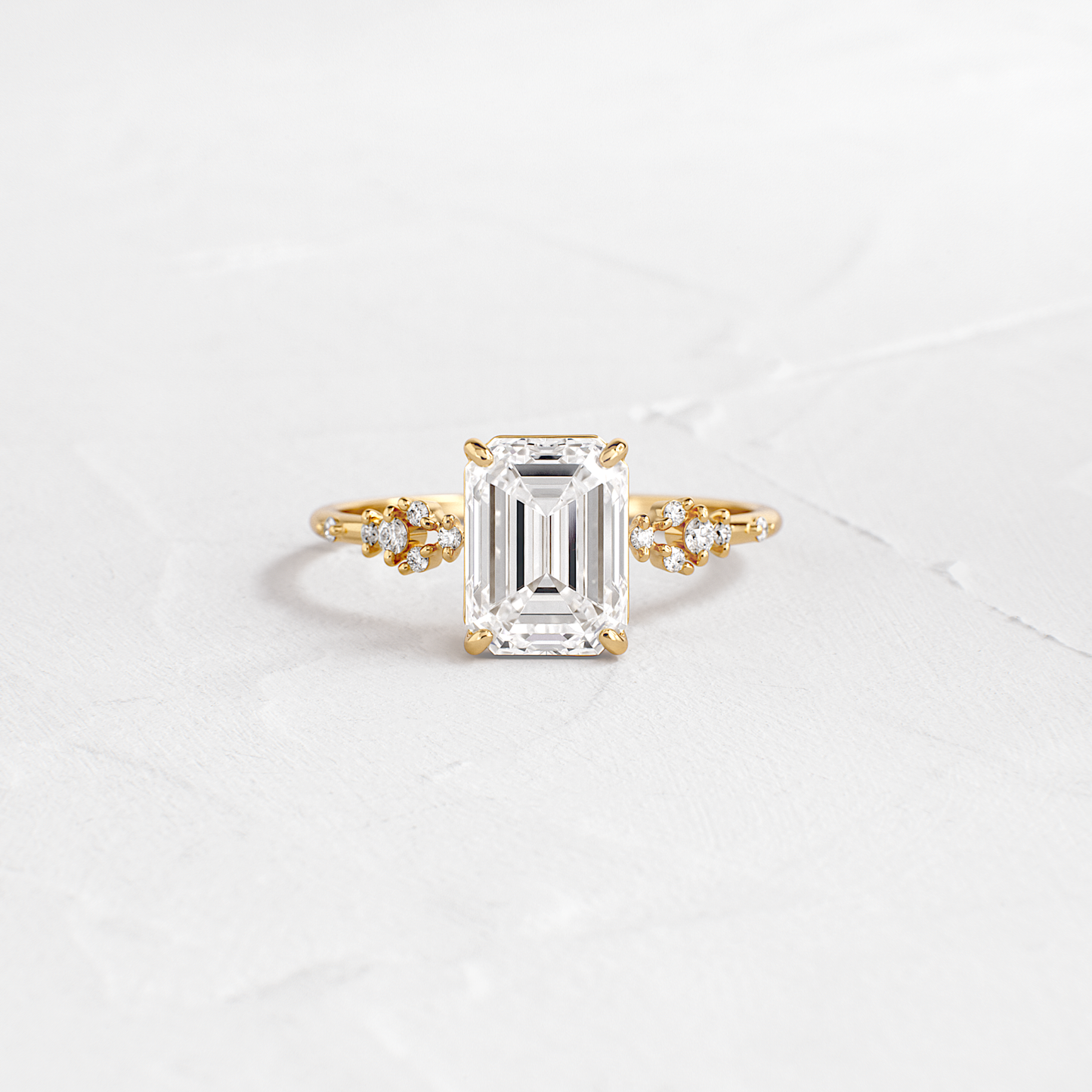 Cluster Style-Emerald Lab Grown Diamond Engagement Ring