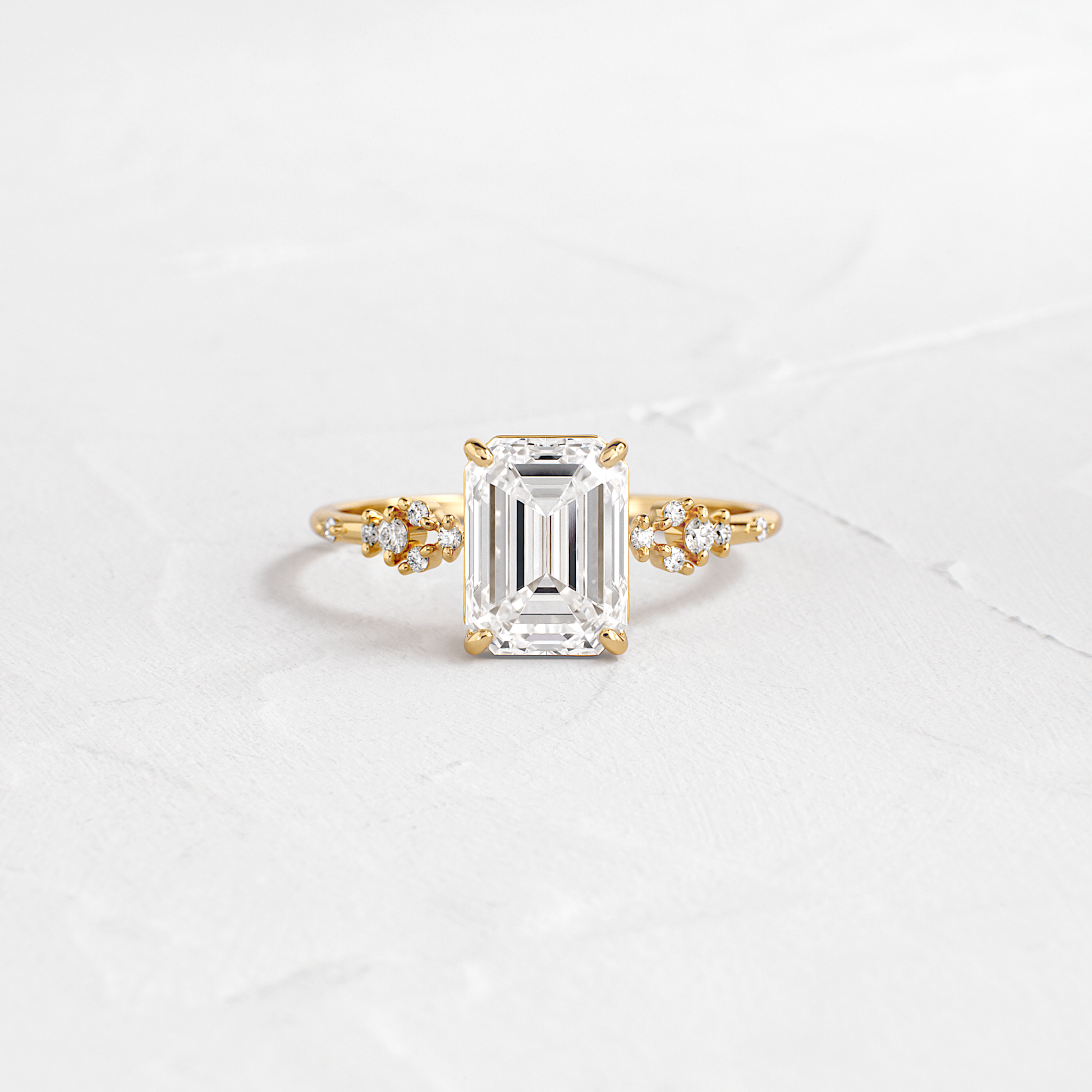 Cluster Style-Emerald Lab Grown Diamond Engagement Ring