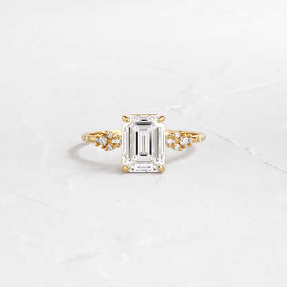 Cluster Style-Emerald Lab Grown Diamond Engagement Ring