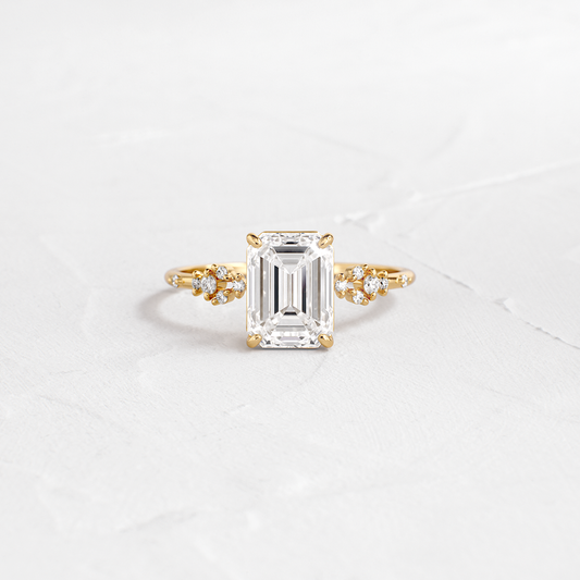 Cluster Style-Emerald Lab Grown Diamond Engagement Ring