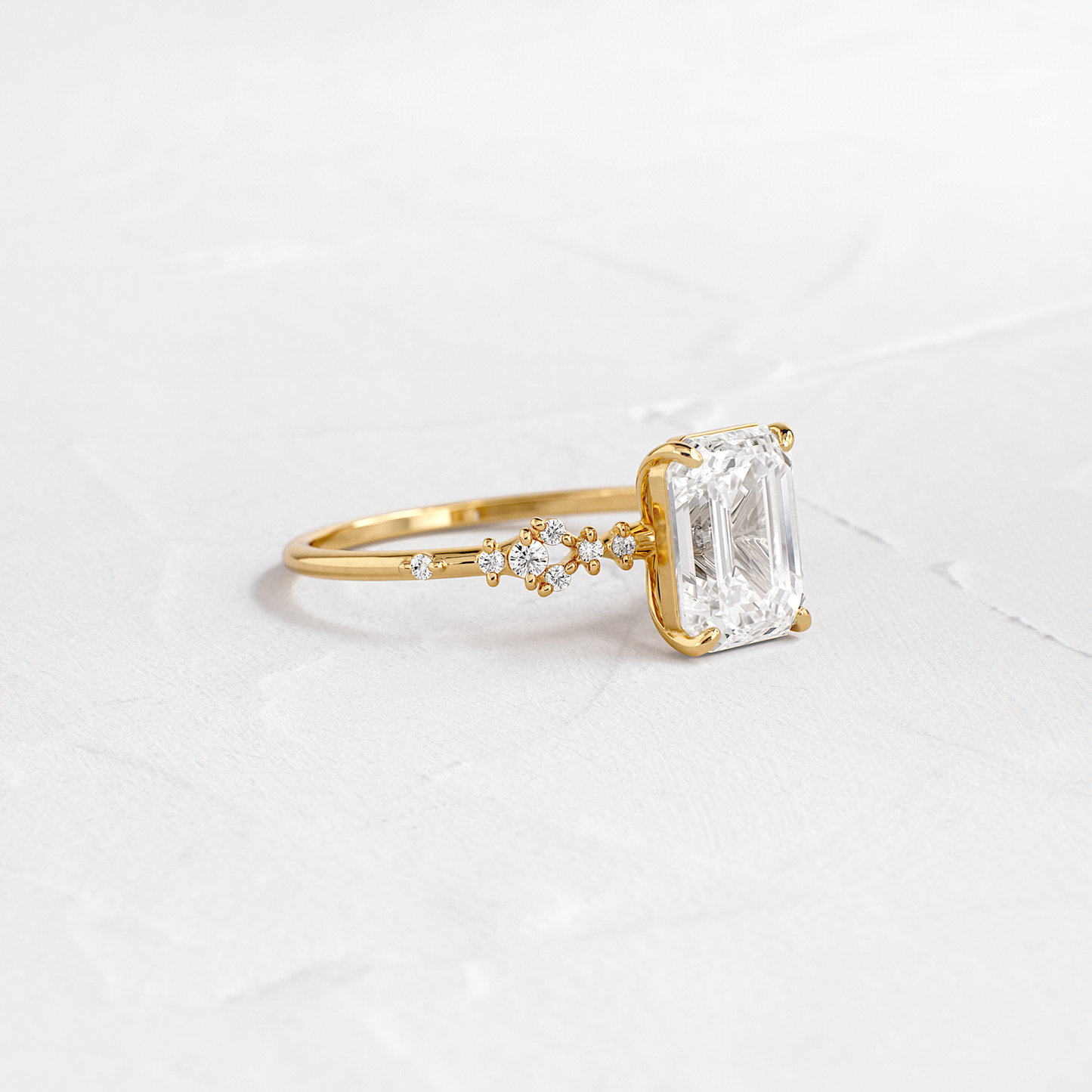 Cluster Style-Emerald Lab Grown Diamond Engagement Ring