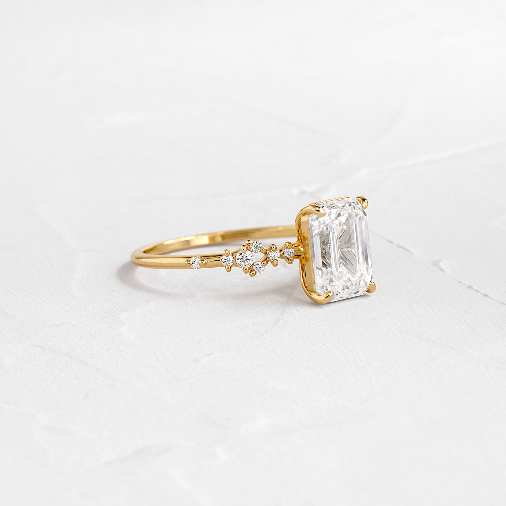 Cluster Style-Emerald Lab Grown Diamond Engagement Ring