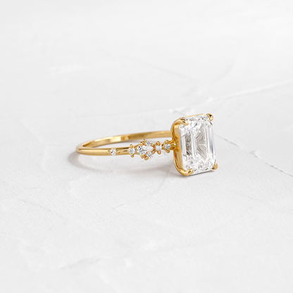 Cluster Style-Emerald Lab Grown Diamond Engagement Ring