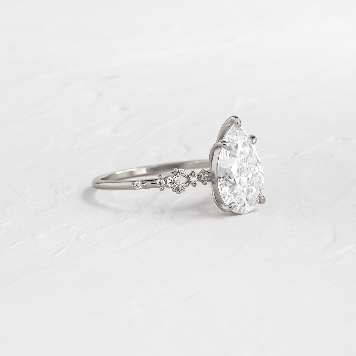 Cluster Style-Pear Lab Grown Diamond Engagement Ring