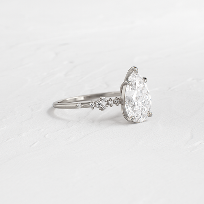 Cluster Style-Pear Lab Grown Diamond Engagement Ring